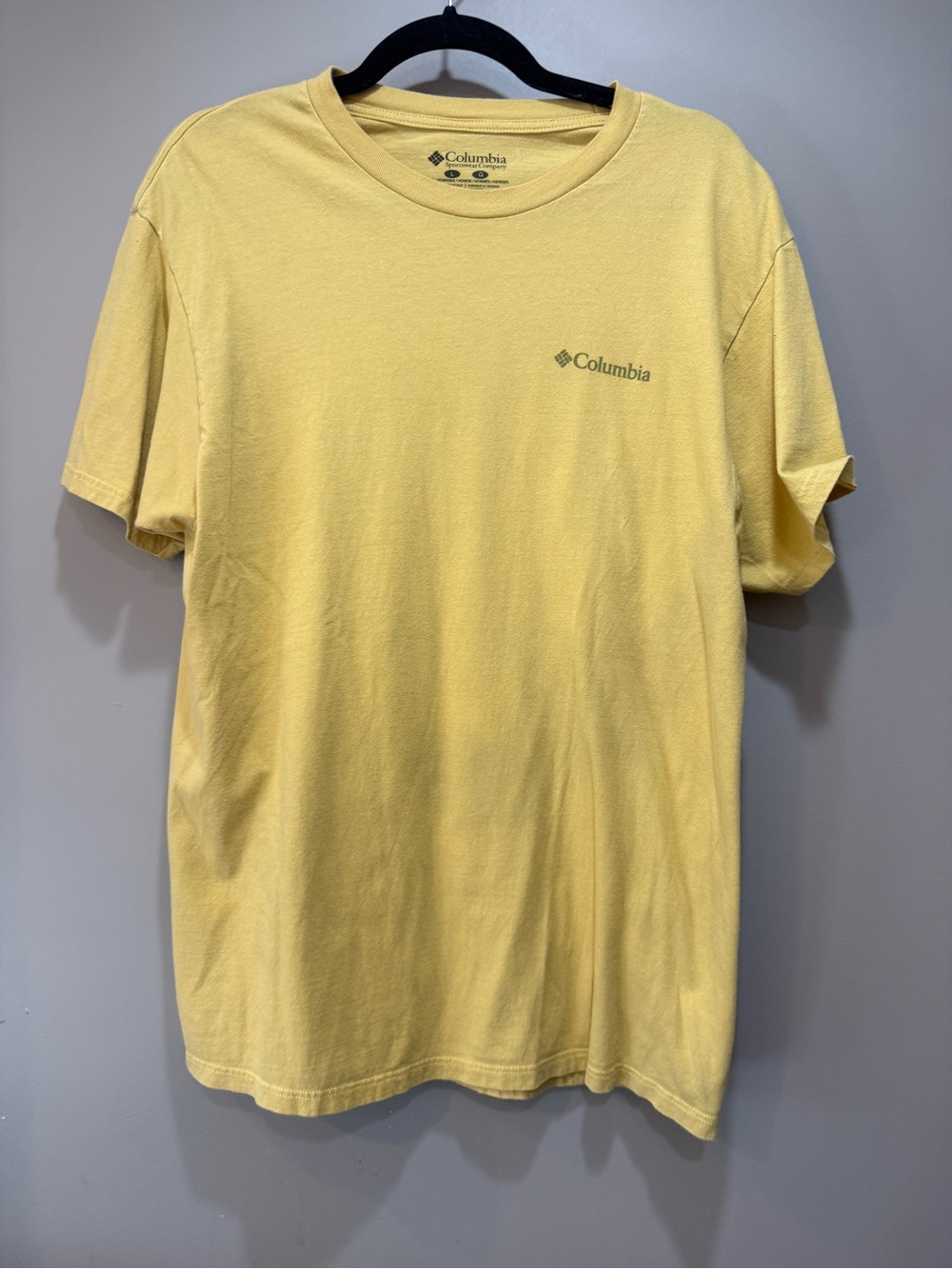 Columbia Yellow Short Sleeve Crew Tee with Chest Logo